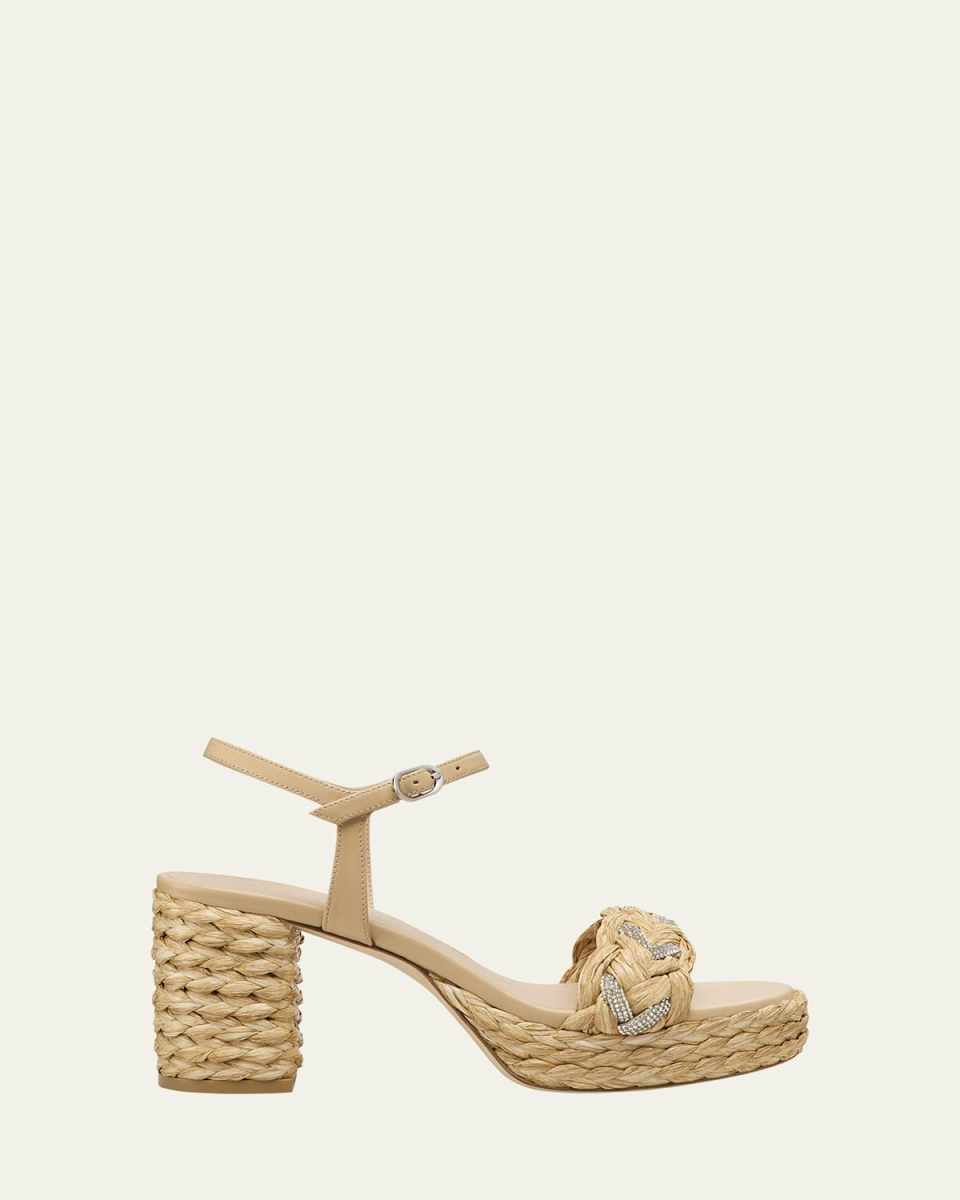 Lana Raffia Crystal Platform Sandals